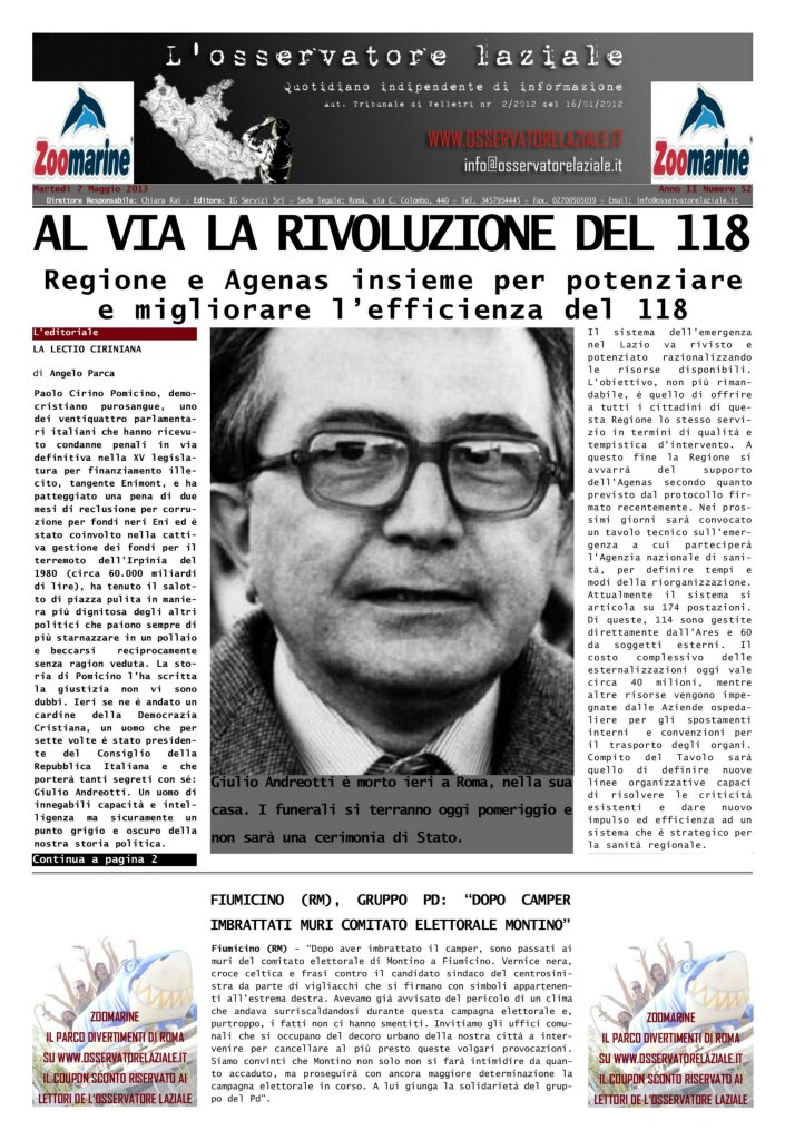 L'osservatore d'Italia edizione del 7 Maggio 2013